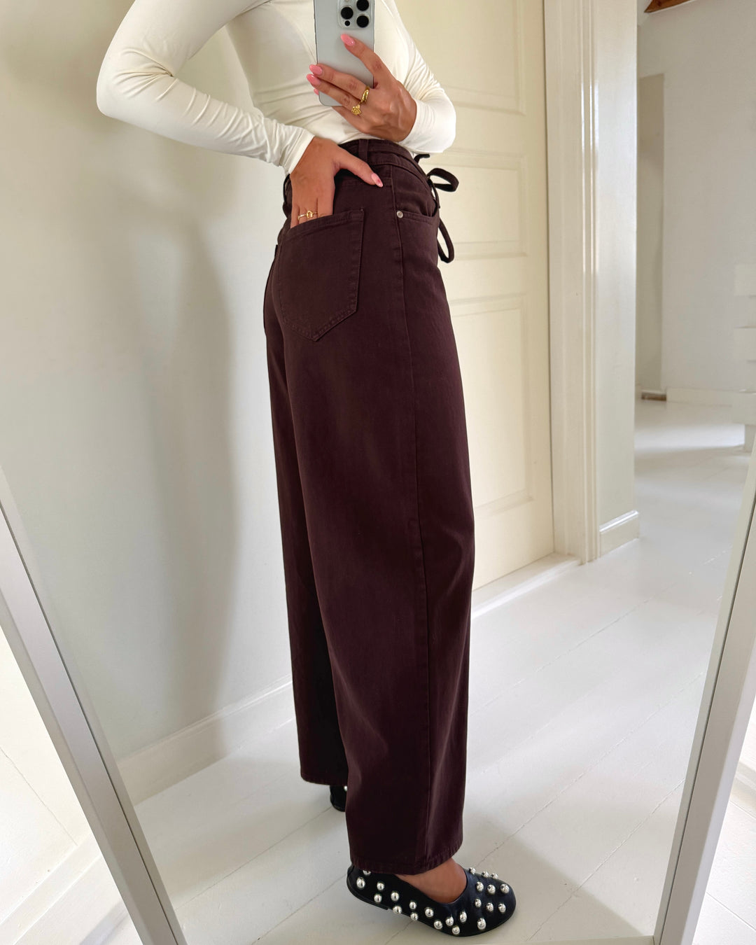 Only jeans gianna mw straight dark brown denim