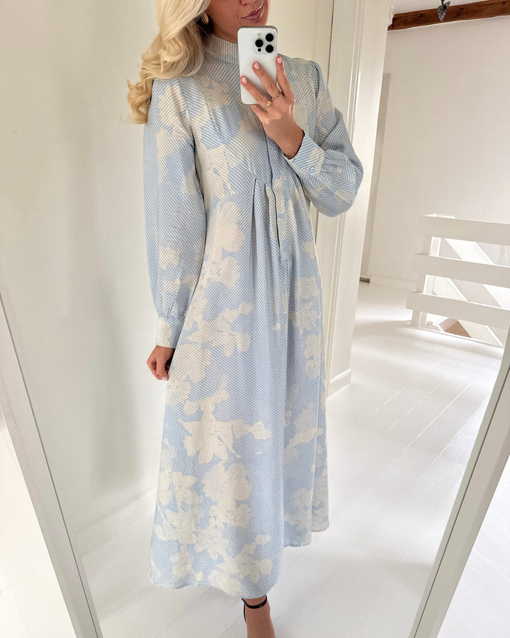 JDY kjole troya life ls maxi powder blue/graphic creme