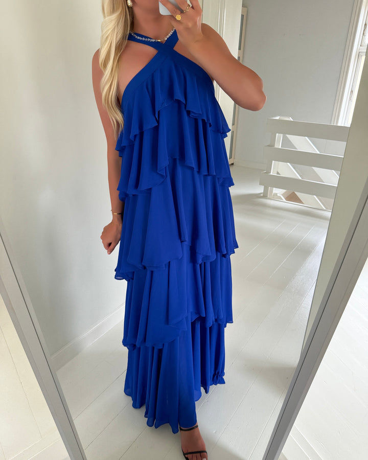 Y.A.S kjole dahlia halterneck maxi dress d2d dazzling blue