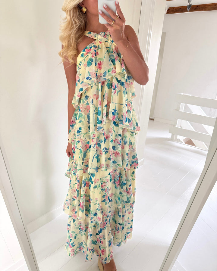 Vero Moda kjole felicia sl ruffle maxi flan flower