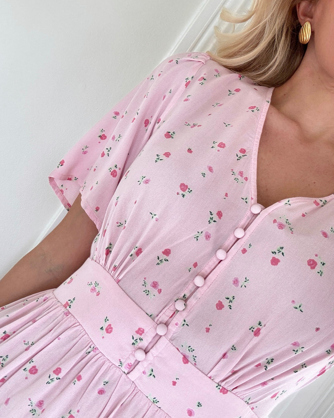 Pieces kjole tala ss midi roseate spoonbill/flower - FORUDBESTILLING LEV. UGE 11/12