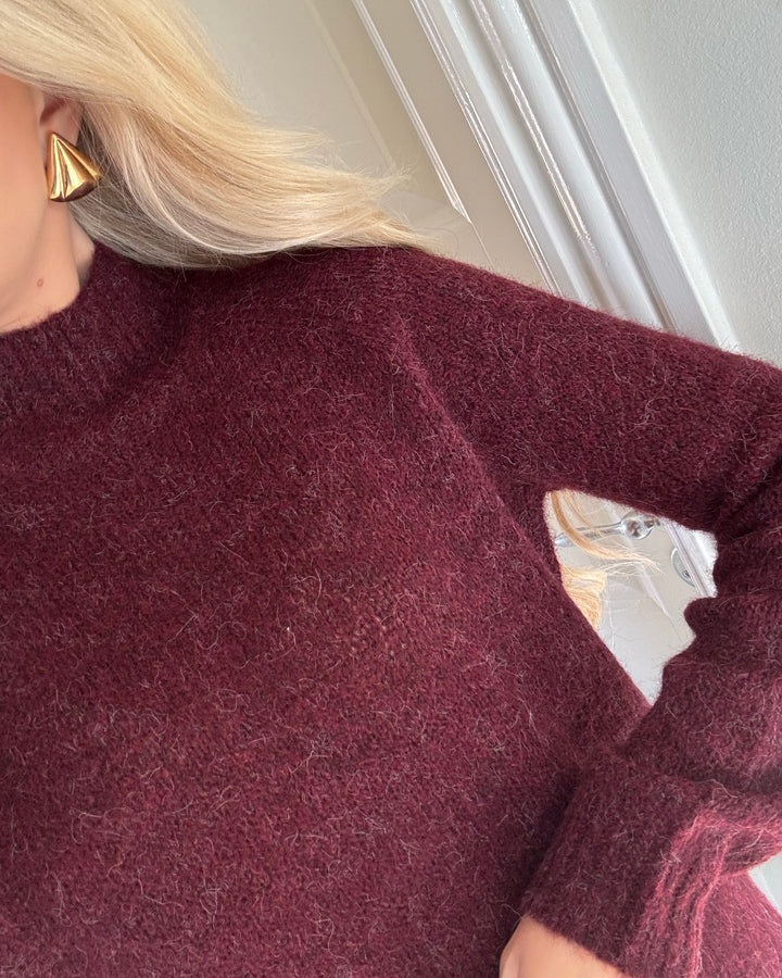 JDY striktrøje zoey life hn raglan maroon banner/melange