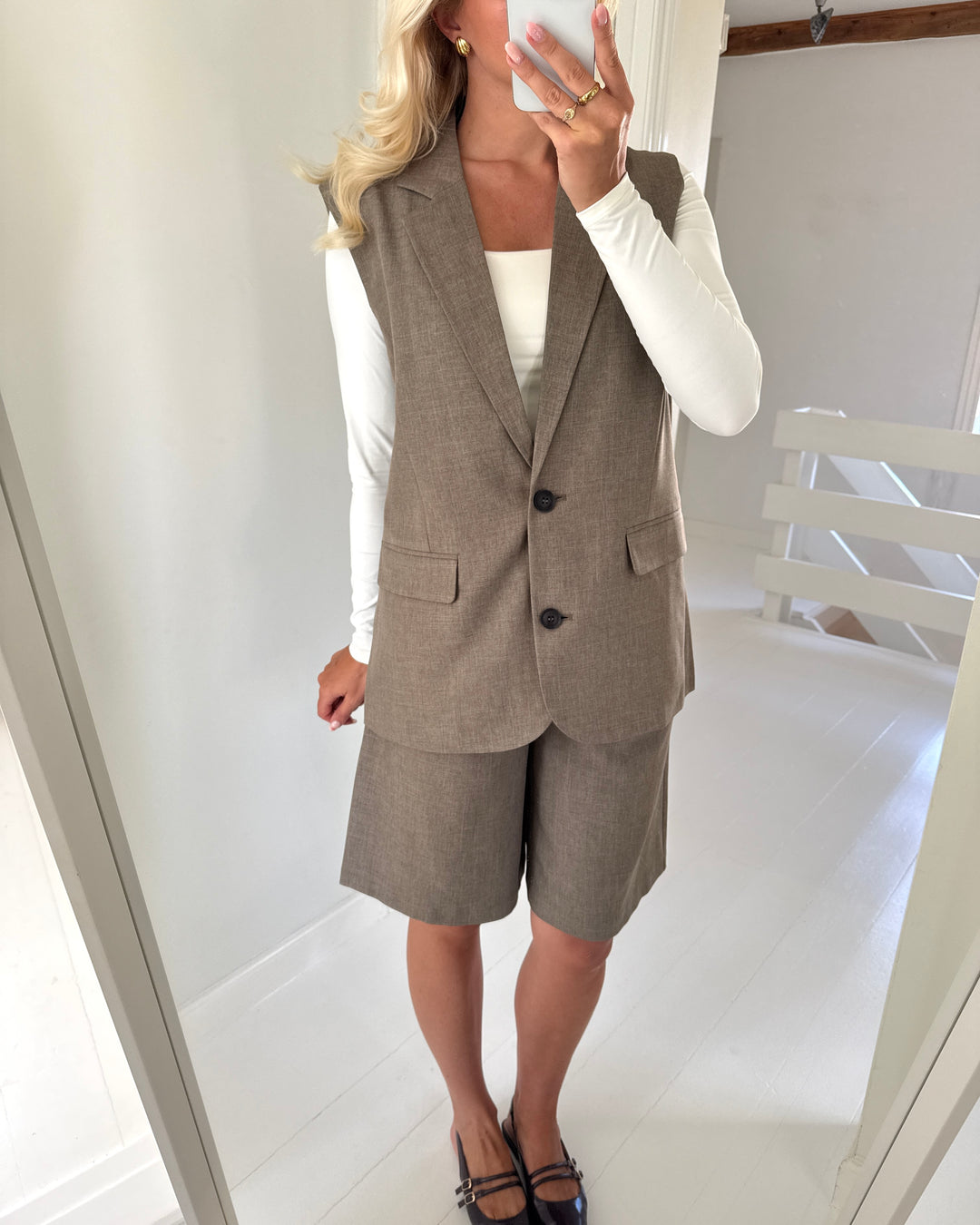 Only vest linda sl mel oversize waistcoat major brown melange