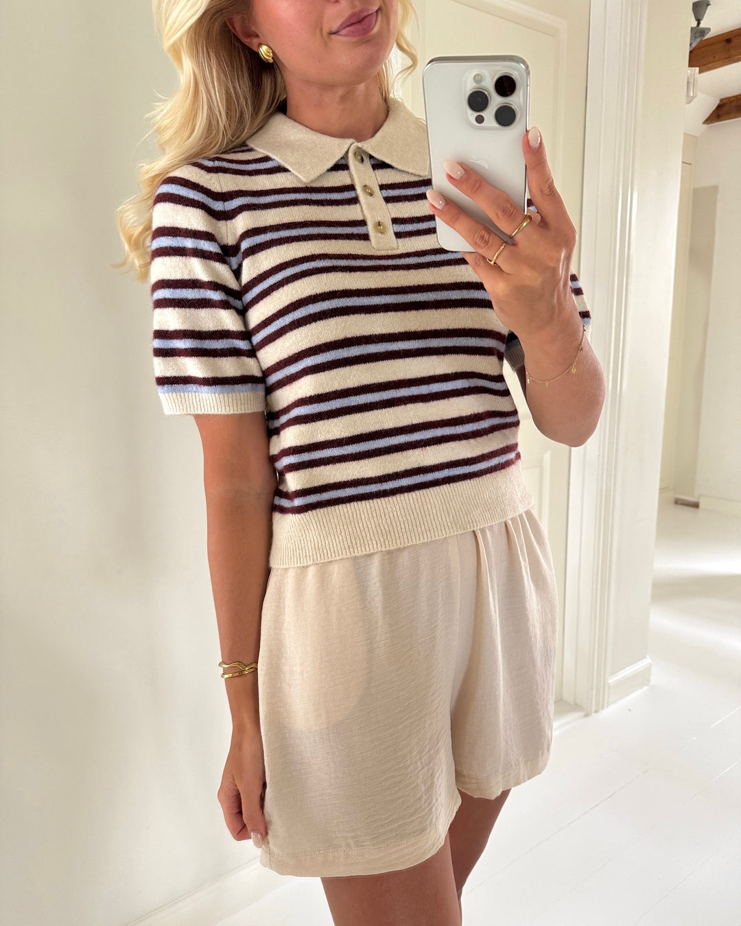 Vero Moda polo ocanna 2/4 pullover birch/andorra and brunnera