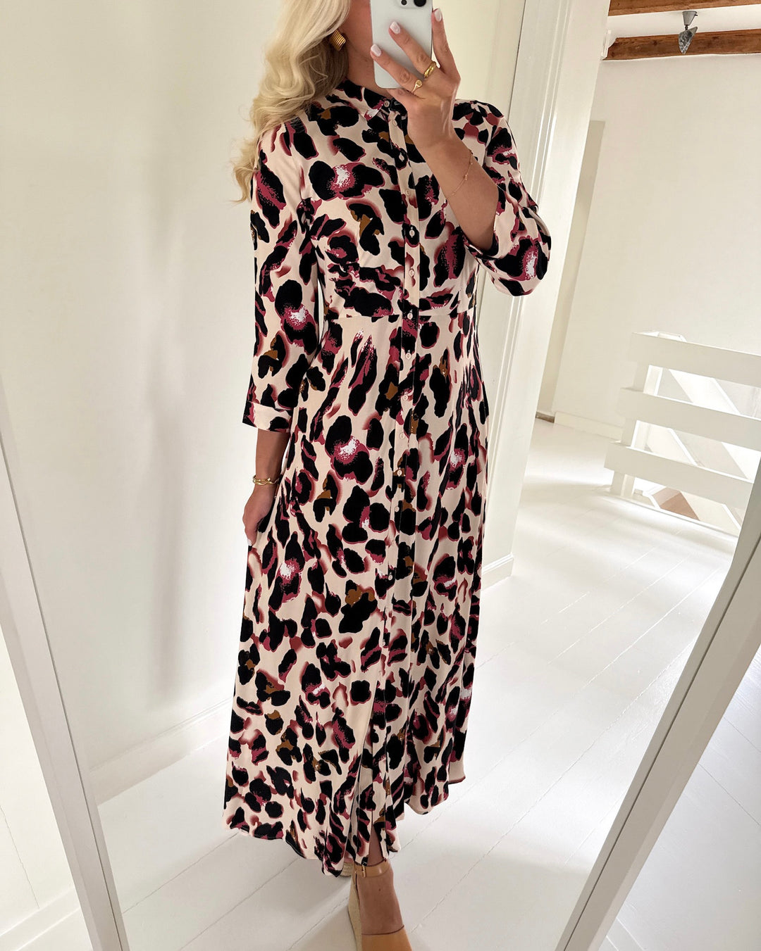 Y.A.S kjole savanna long shirt mellow rose/liro print
