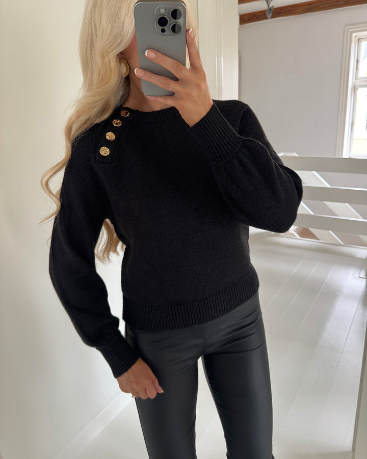 Only sweater emma life ls button o-neck black