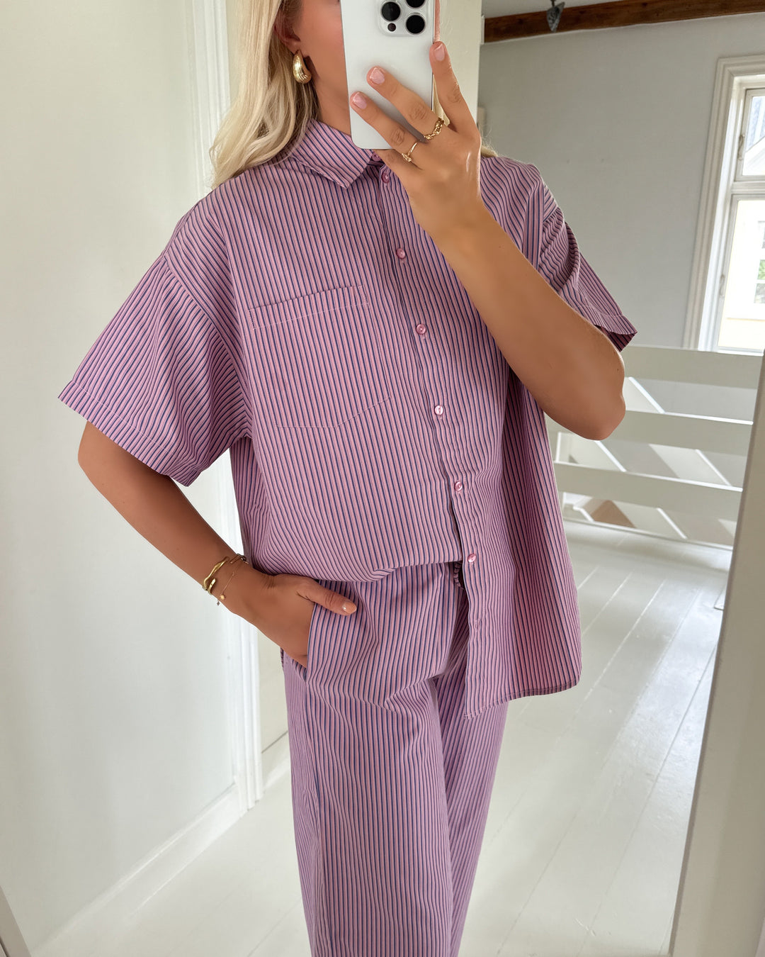 Pieces skjorte femme ss loose wvn d2d fuschia pink/blue