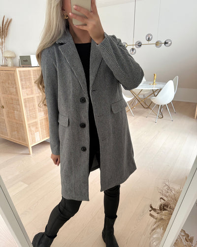 Becca long coat black/houndstoot