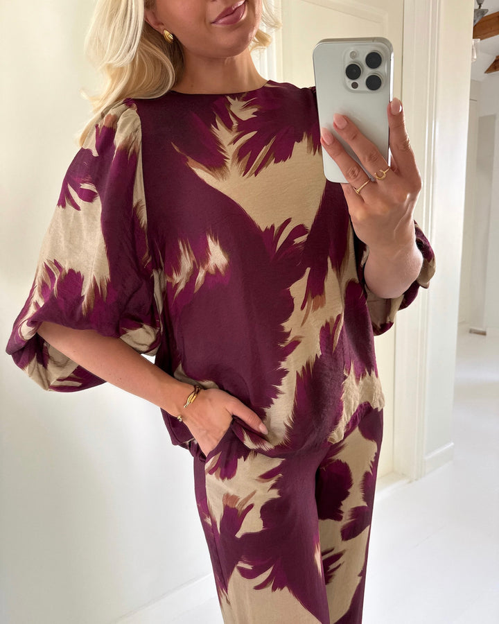 Love&Divine bluse love1647 bordeaux leaf