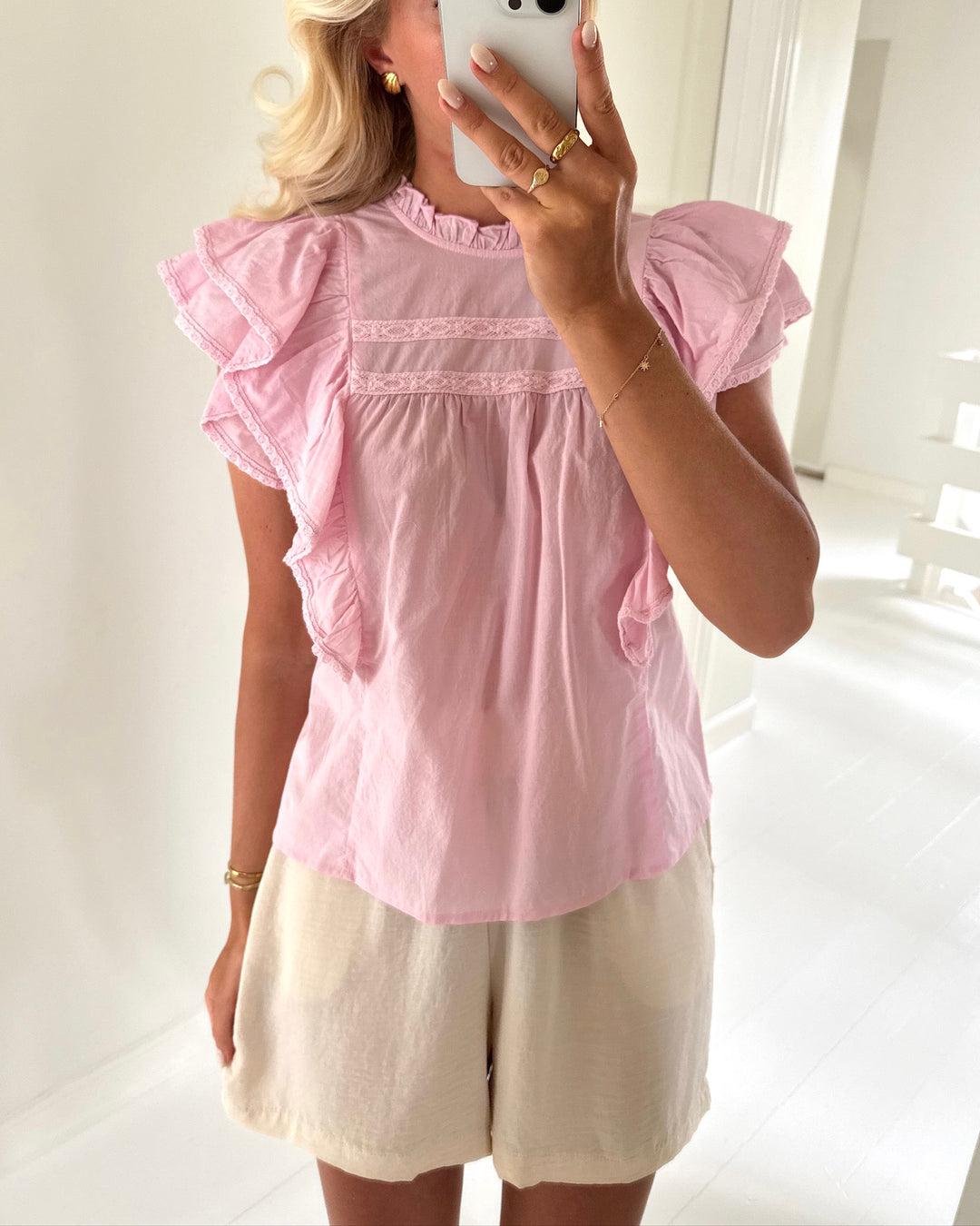 Vero Moda top elix sl frill bleached mauve