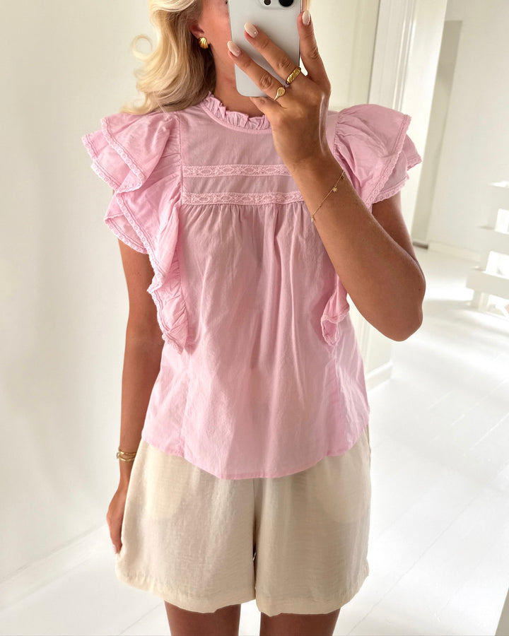 Vero Moda top elix sl frill bleached mauve