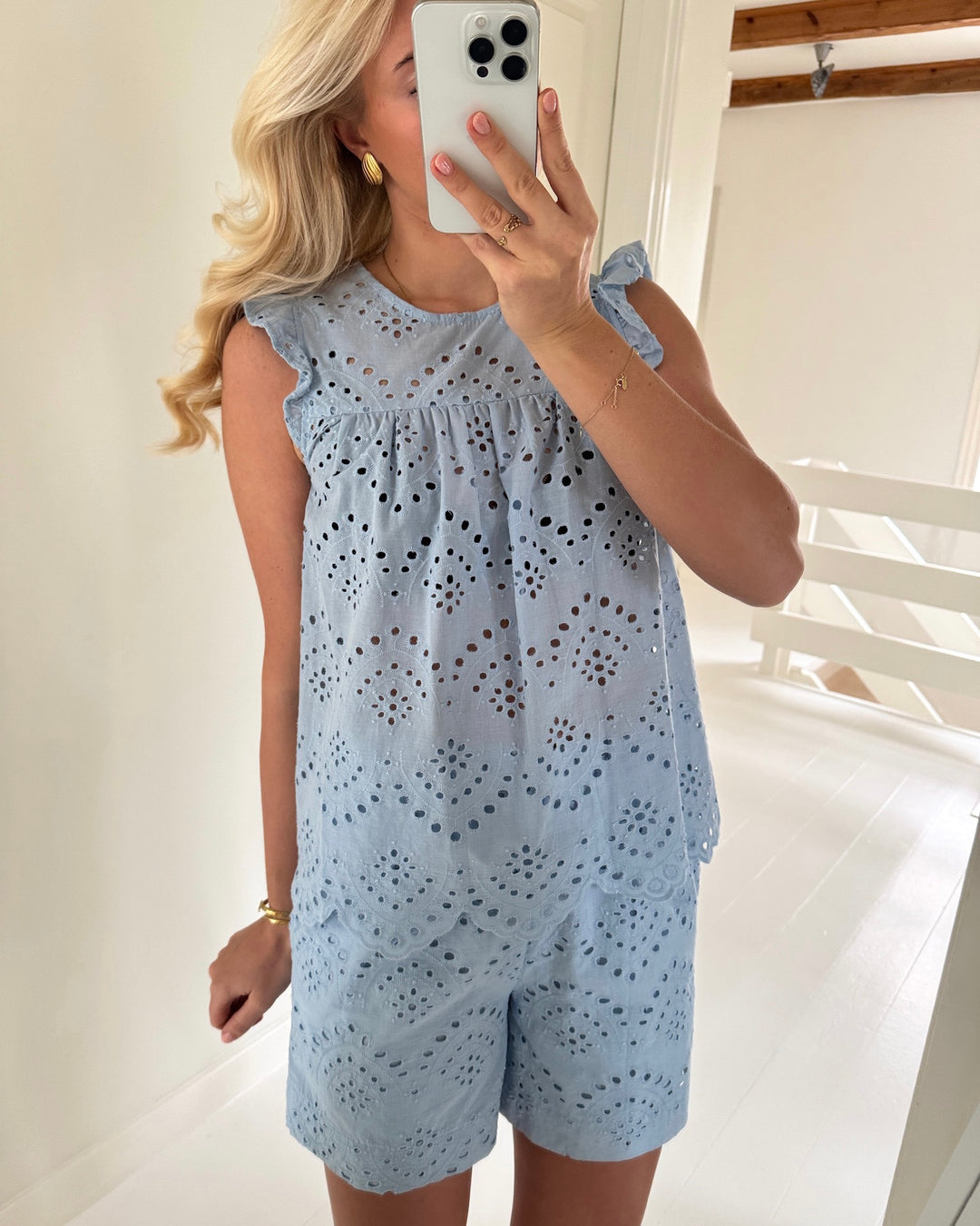 Pieces top vilde sl cashmere blue