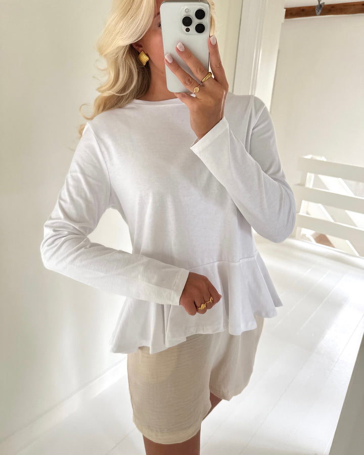 Pieces bluse danilla ls peplum bright white
