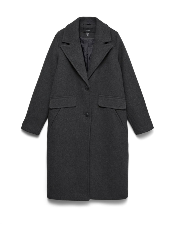 Vero Moda jakke una long wool blend dark grey melange