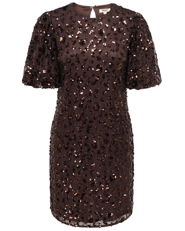 Only kjole cely ss sequins short coffee bean