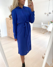 Cammie ls midi shirt dress mazarine blue - FORUDBESTILLING LEV. UGE 37/38