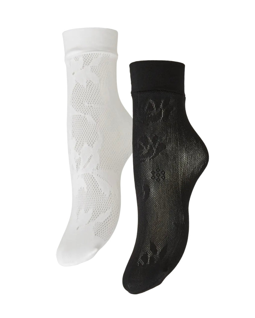 Pieces strømper janice 2-pack bright white bright white/black