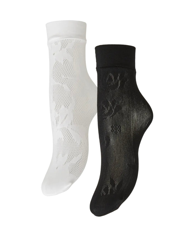 Pieces strømper janice 2-pack bright white bright white/black