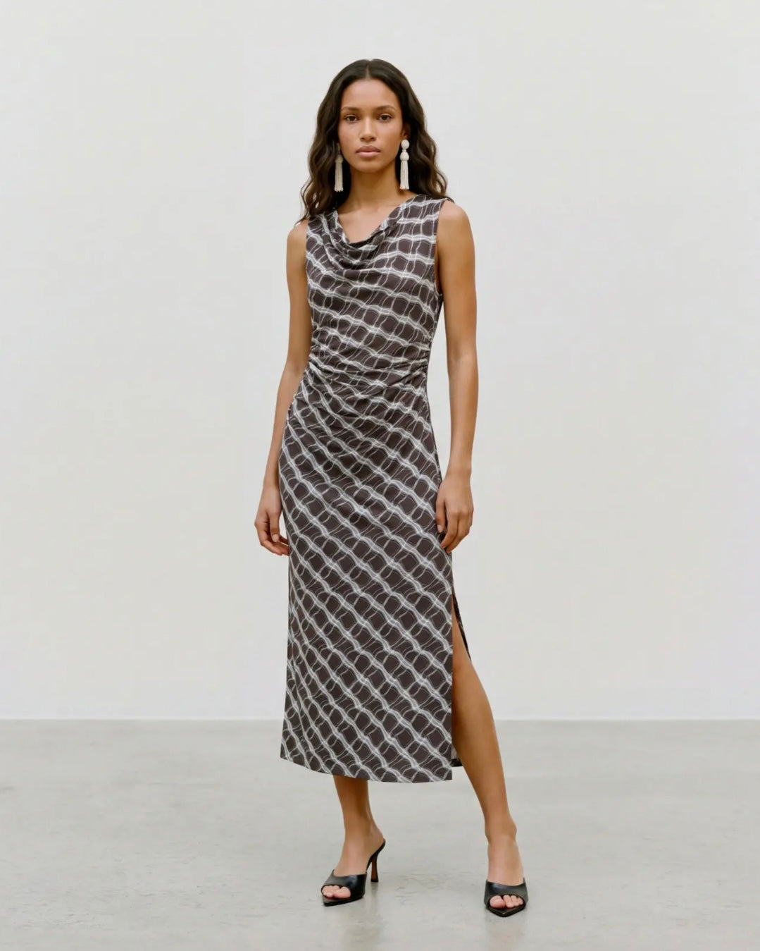 Vero Moda kjole charlie sl 7/8 drape chocolate torte ice water