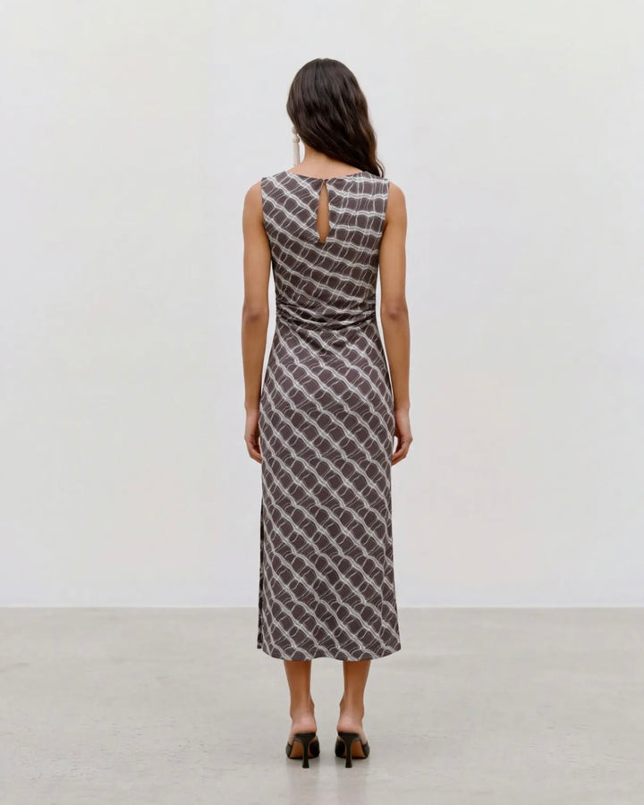 Vero Moda kjole charlie sl 7/8 drape chocolate torte ice water