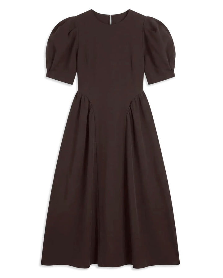 Vero Moda kjole sally puff sleeve ankle chocolate torte