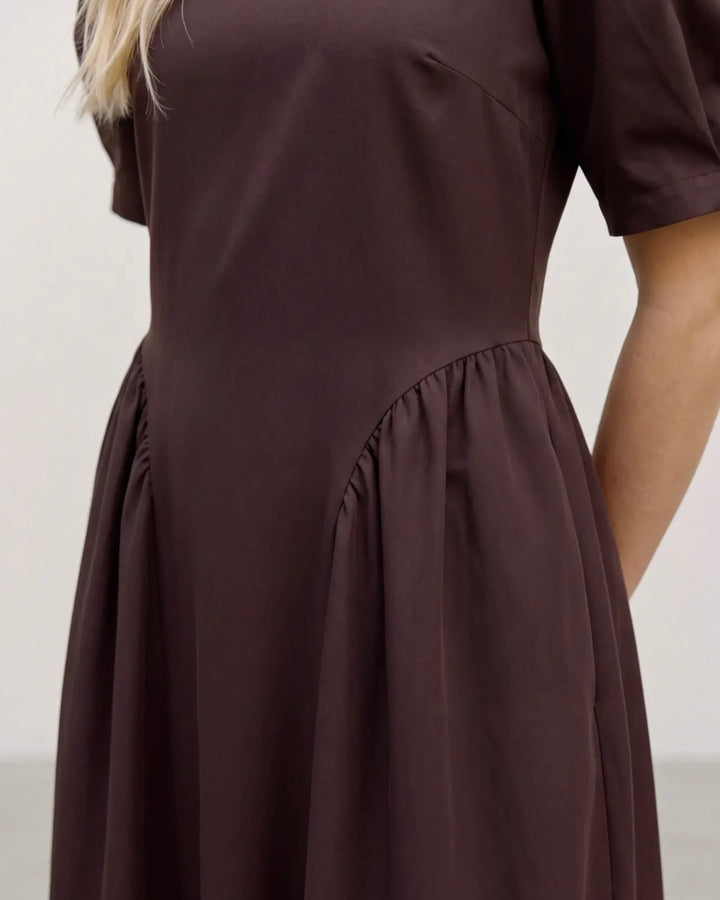 Vero Moda kjole sally puff sleeve ankle chocolate torte