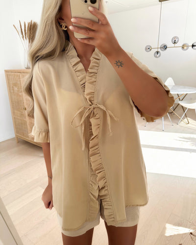 Matia-bow blouse beige