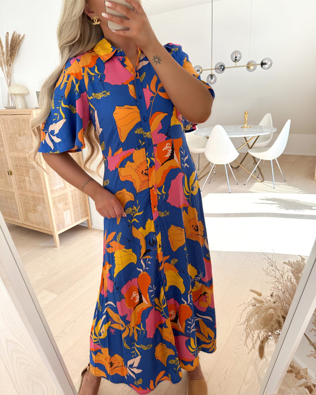 Elly 3/4 long shirt dress dazzling blue