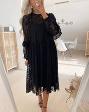Lucianna ls midi lace dress black
