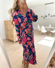 Pella ls wrap midi dress clematis blue