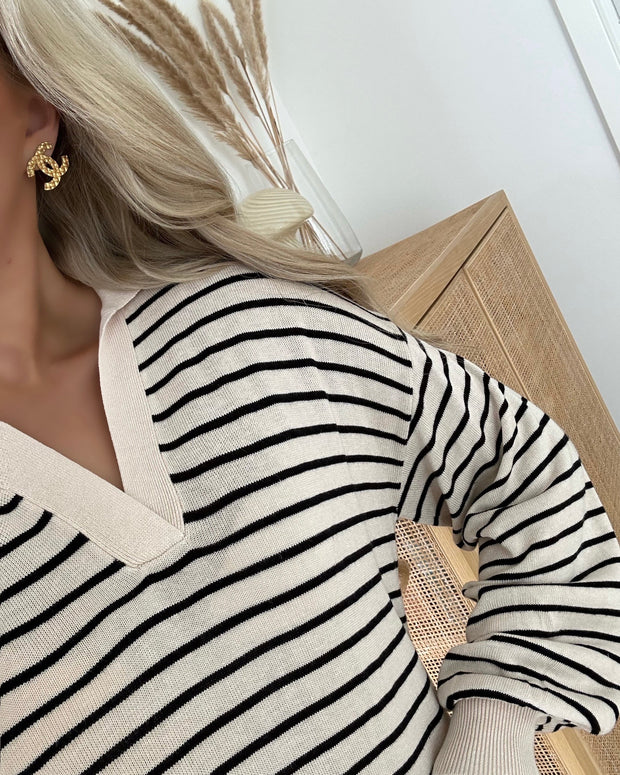 Raye ls knit dress birch/black