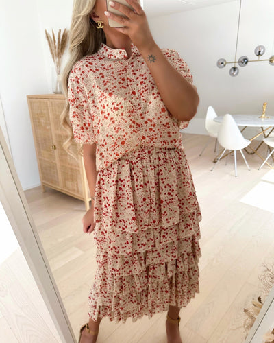 Greed skirt cream/red flower
