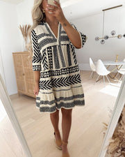 Dicthe 3/4 tunic dress birch/ibiza black
