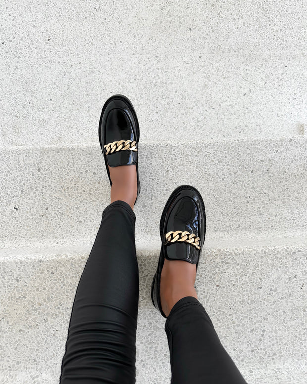 Aware patent loafers black patent