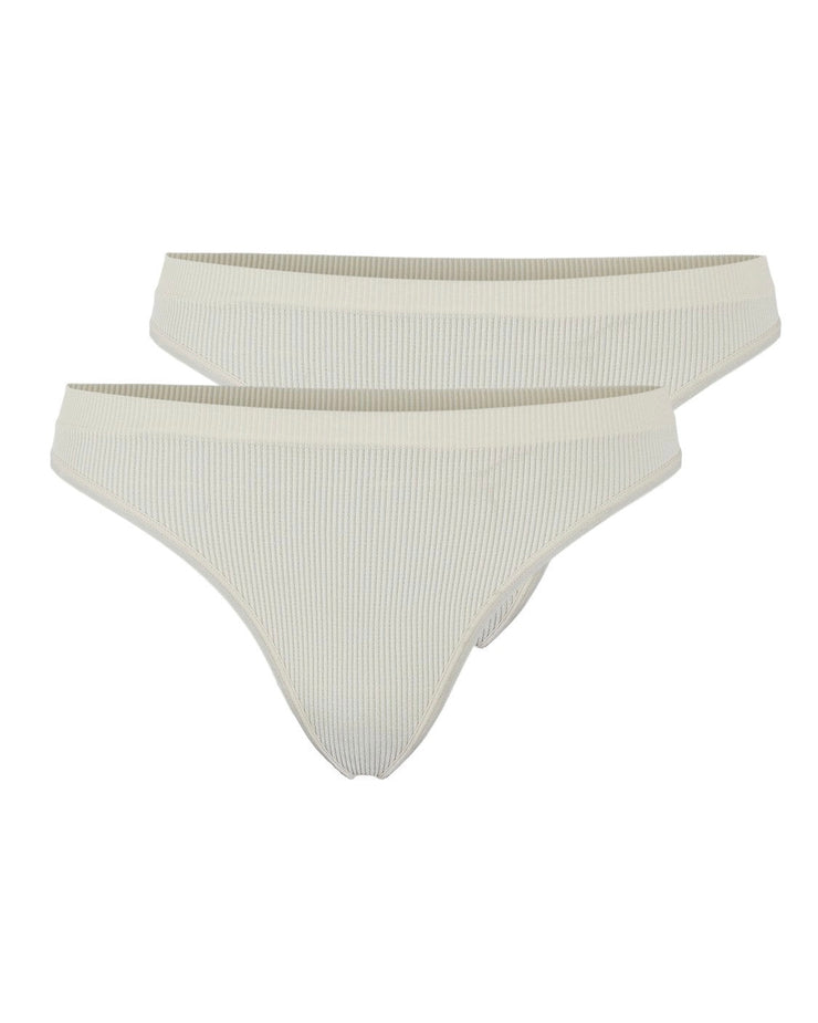 Pieces undertøj symmi rib thong 2-pack whitecap gray