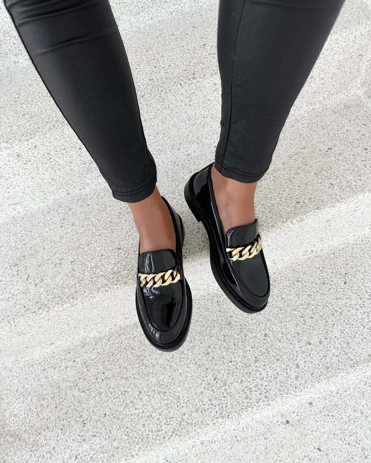 Aware patent loafers black patent