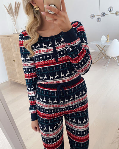 Xmas new ls button top navy blazer/reindeer