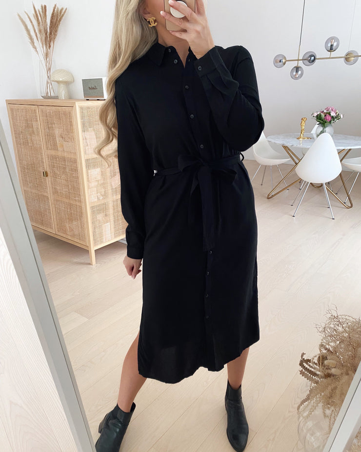 Cammie ls midi shirt dress black