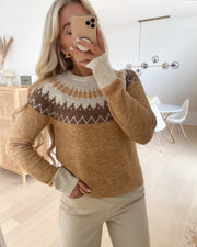 Simone ls o-neck nordic blouse tan