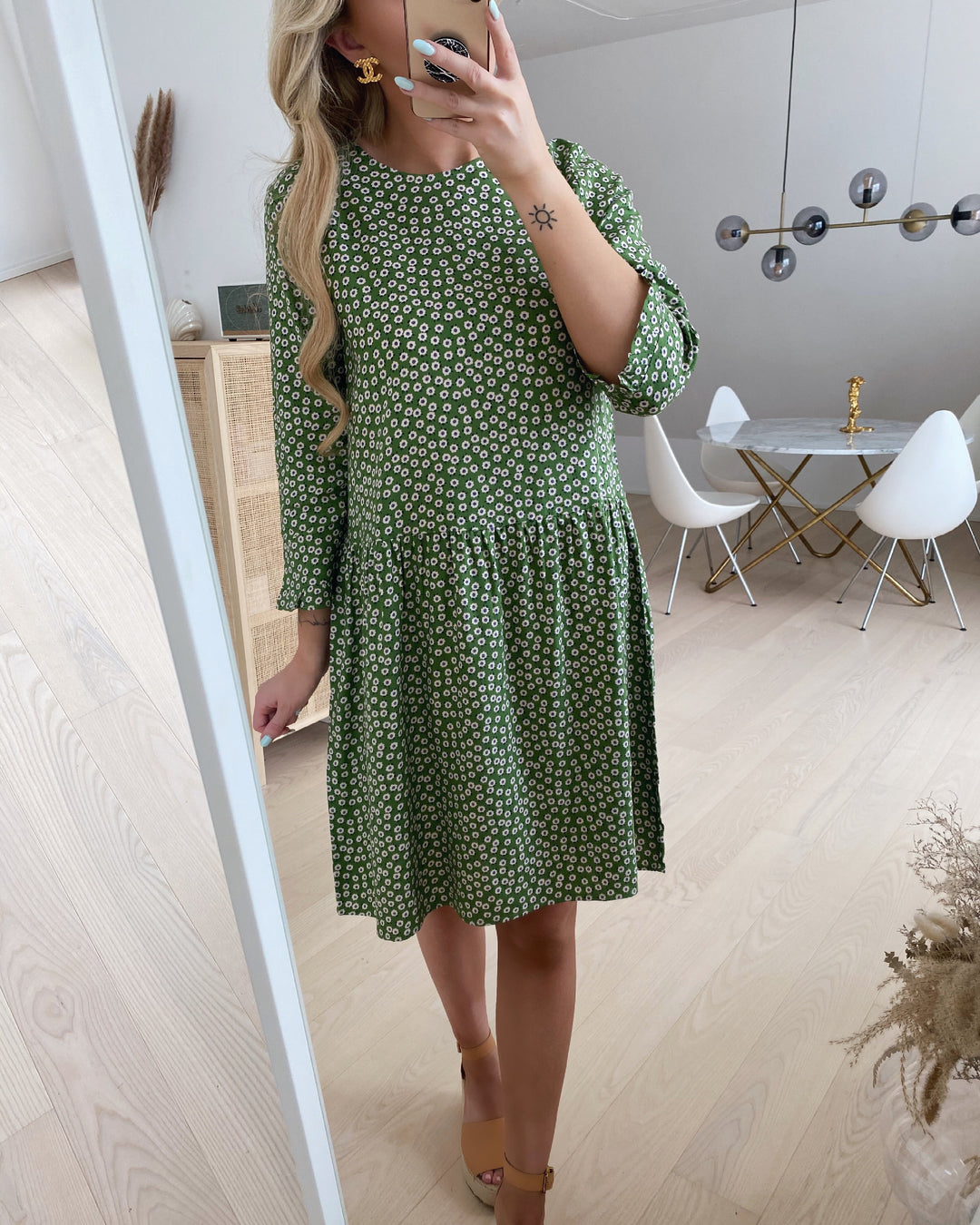 Vero Moda kjole simone o-neck 3/4 willow bough