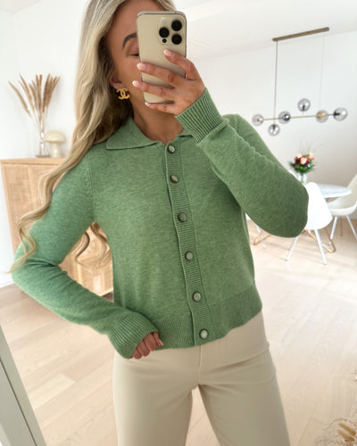 Marco ls collar cardigan basil