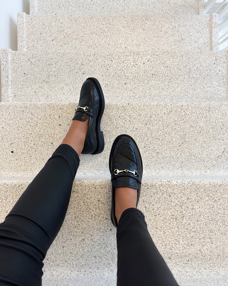 Embrace quilted loafers black