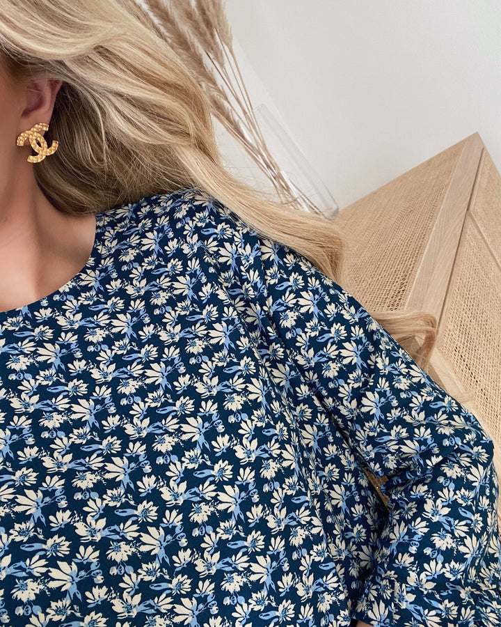 Vero Moda kjole simone o-neck 3/4 poseidon margerie