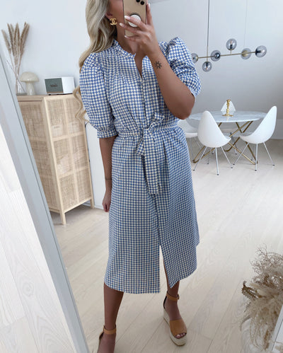 Love627-8 dress blue check