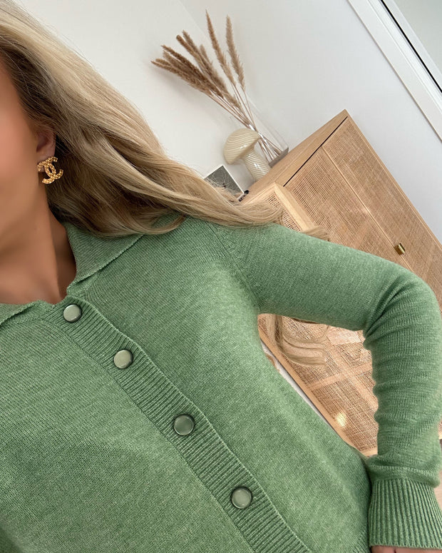Marco ls collar cardigan basil