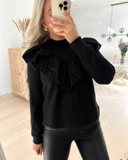 Fifi ls broderie anglaise sweat black