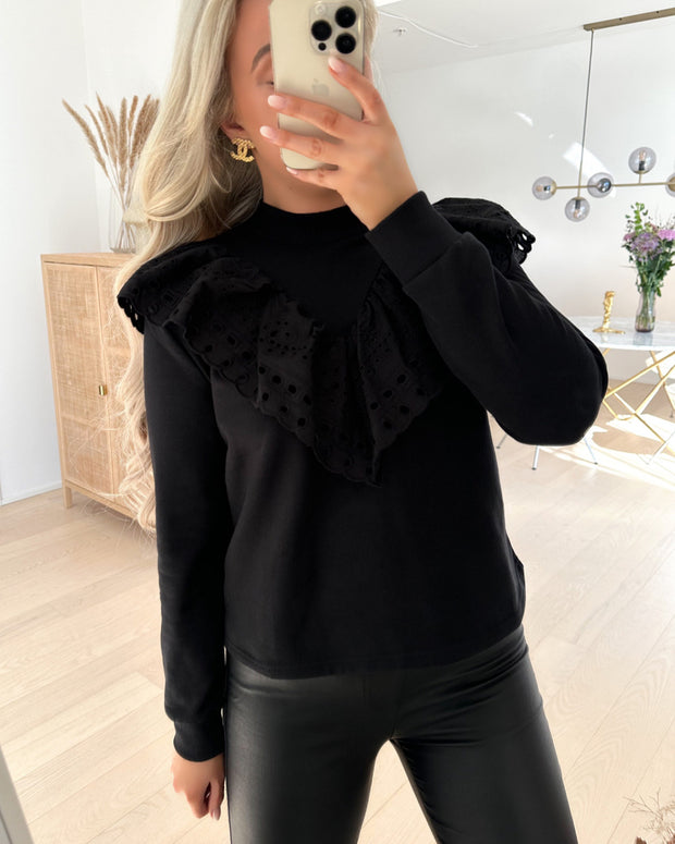 Fifi ls broderie anglaise sweat black