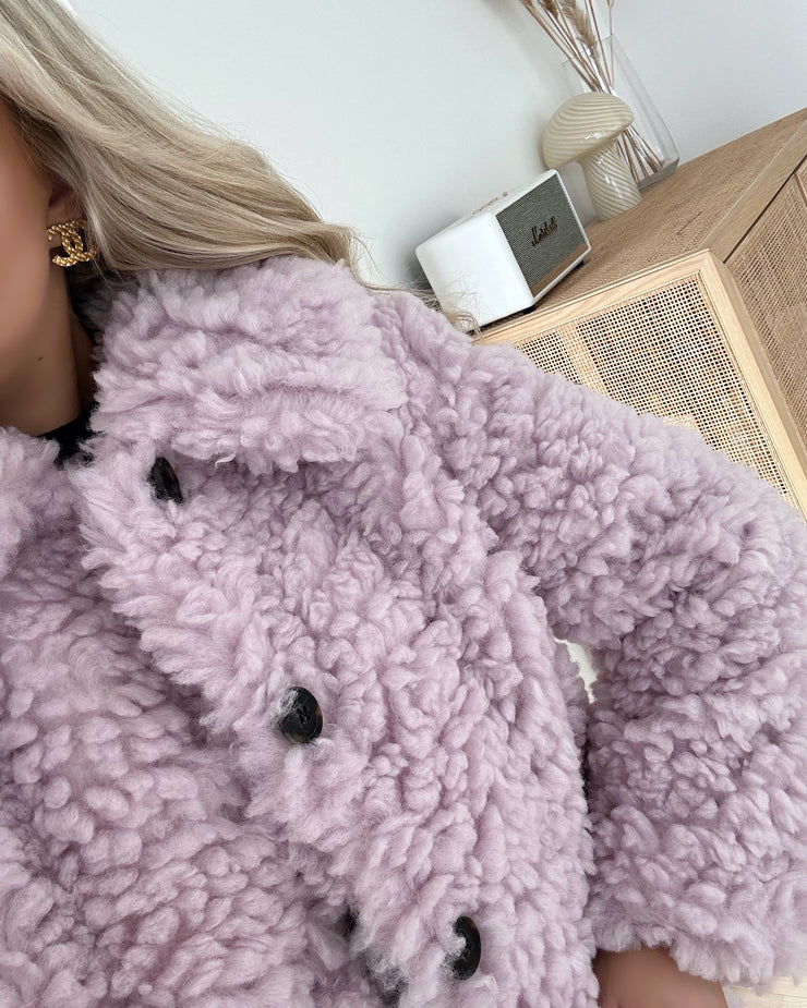 Elvira teddy jacket lavender fog