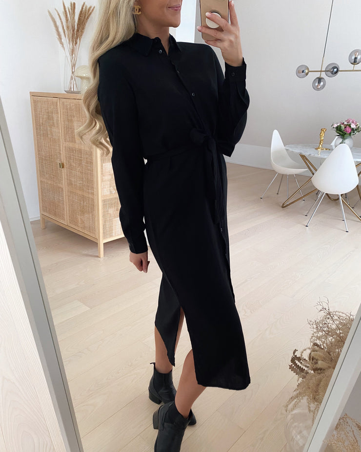 Cammie ls midi shirt dress black