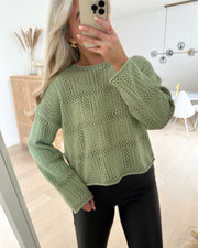 Oda ls o-neck pullover reseda